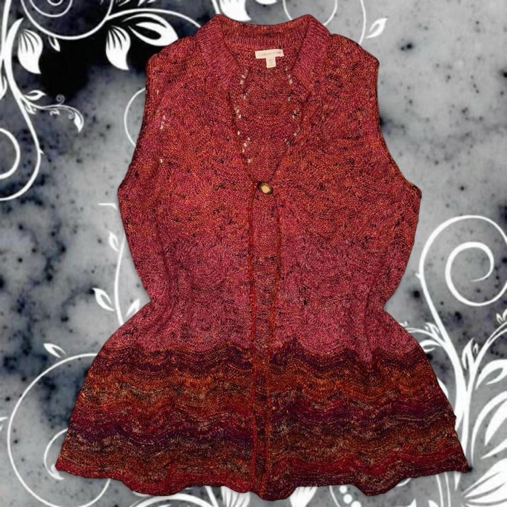 vintage y2k crochet sweater vest - coldwater creek, sz 2x. no flaws!